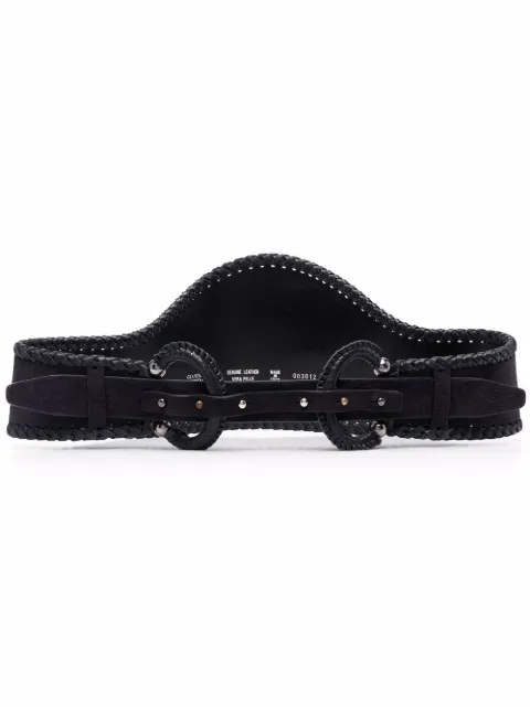 Gianfranco Ferré Pre-Owned 2000s curved effect double-buckled suede belt Blue GFFE180A