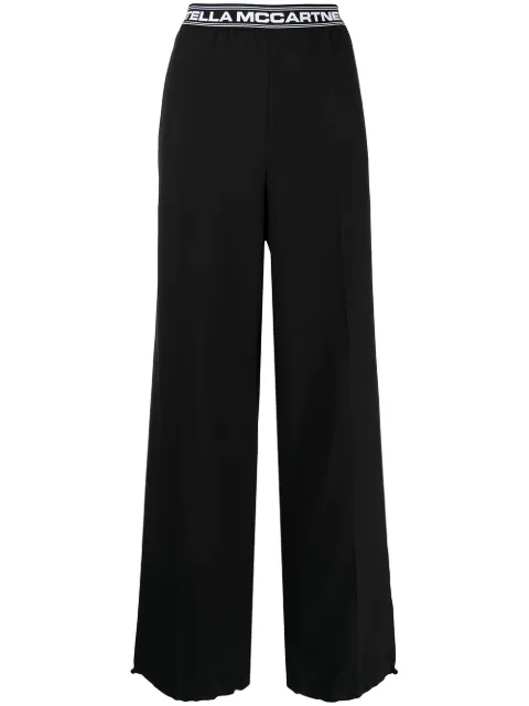 Stella McCartney logo-waistband wide-leg trousers Black 604186SSA36