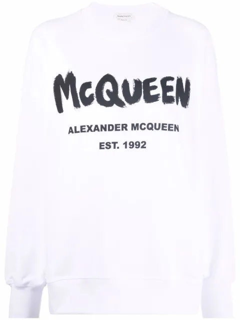 Alexander McQueen logo-print cotton sweatshirt White 659975QZADI