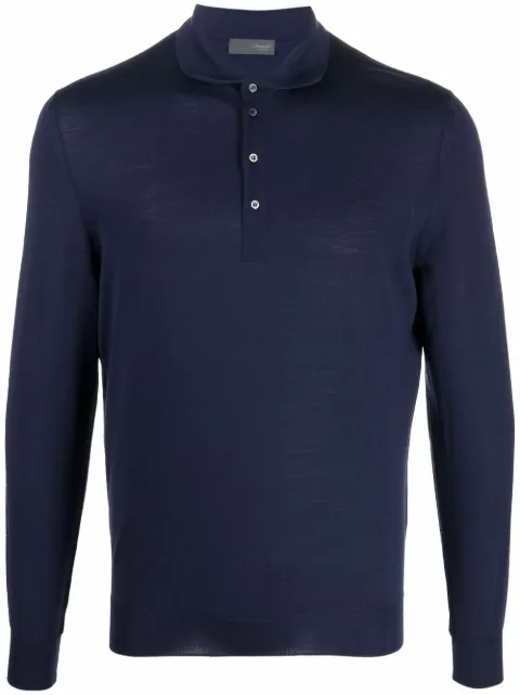 Drumohr long-sleeved merino polo shirt Blue D0D145