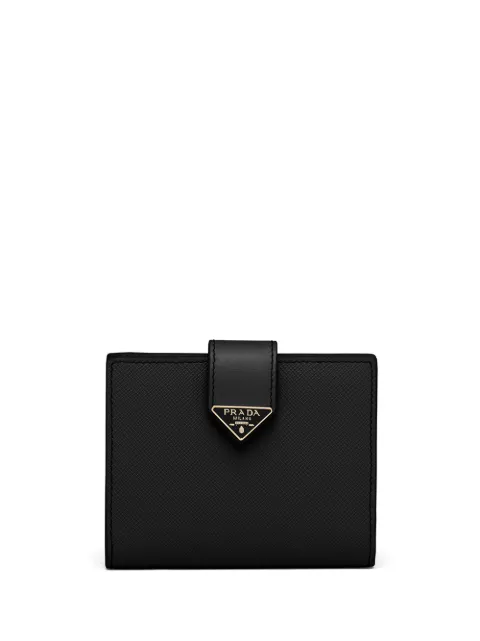 Prada small logo-plaque Saffiano leather wallet Black 1MV2042DYG
