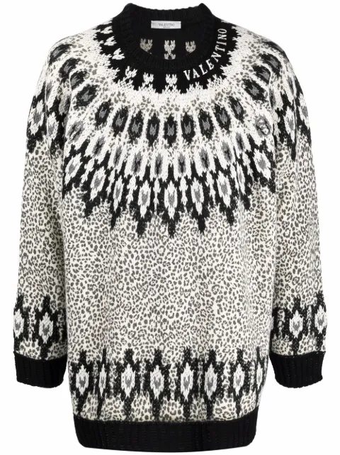 Valentino Garavani intarsia-pattern jumper White VKC17V7W0