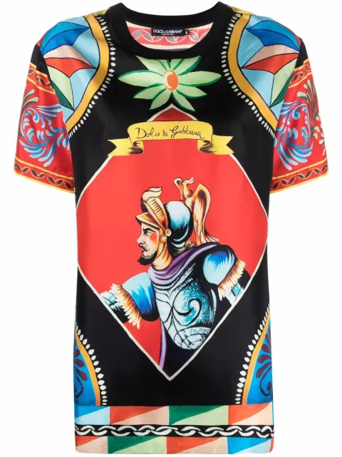 Dolce & Gabbana Carretto-print T-shirt Red F74A9TFI1MJ