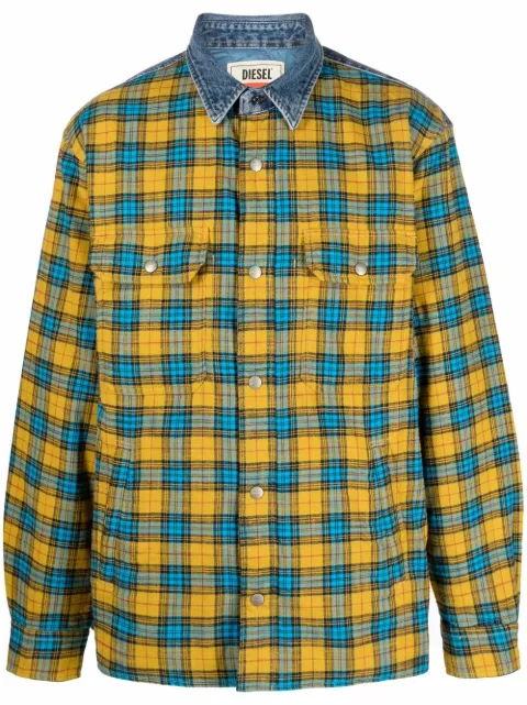 Diesel check-print flannel shirt Blue A029990QCAR