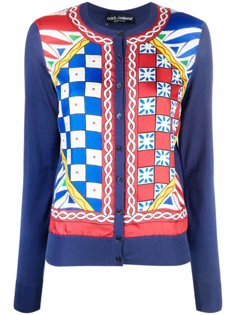 Dolce & Gabbana Carretto button-down silk cardigan Blue FX619TJASHX