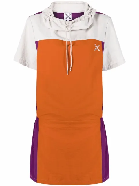 Kenzo colourblock drawstring-collar dress Orange FB62RO0529CO