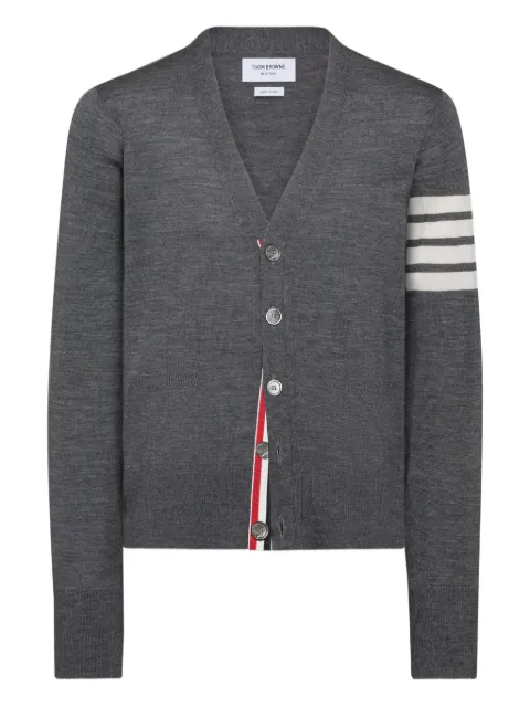 Thom Browne merino wool 4-Bar classic V-neck cardigan Grey MKC002AY1014