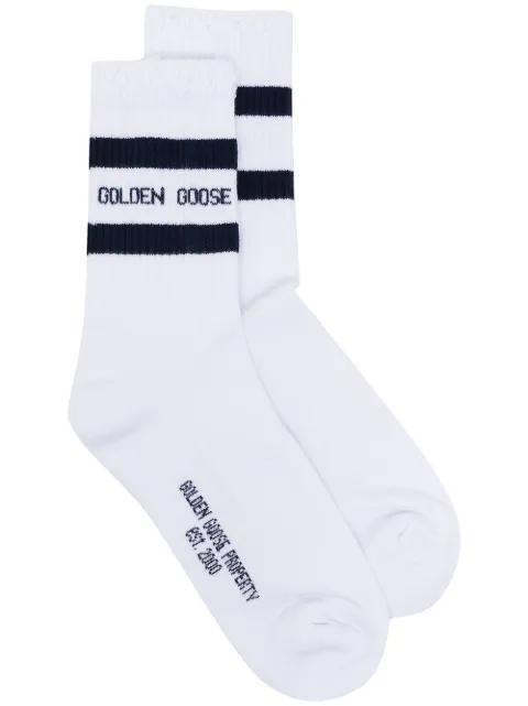 Golden Goose stripe-trim ribbed socks White GUP00883P000487