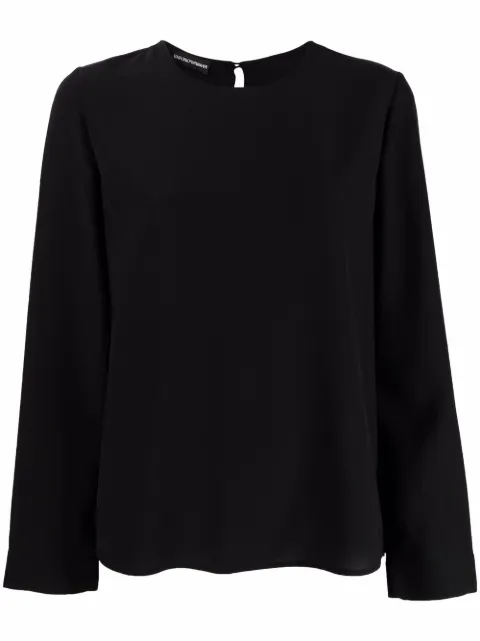 Emporio Armani long-sleeve silk top Black 0NC3AT02301