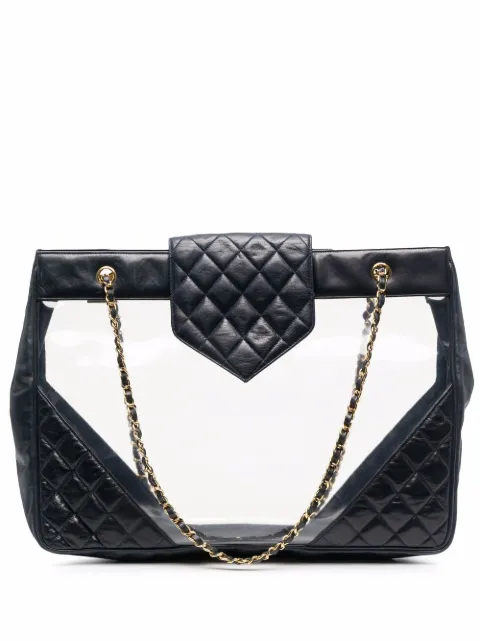 CHANEL Pre-Owned 2004 diamond-quilted beach bag Blue MAXIPLAGEPLEXI