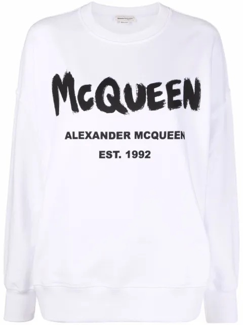 Alexander McQueen logo-print crew neck sweatshirt White 659975QZAD5