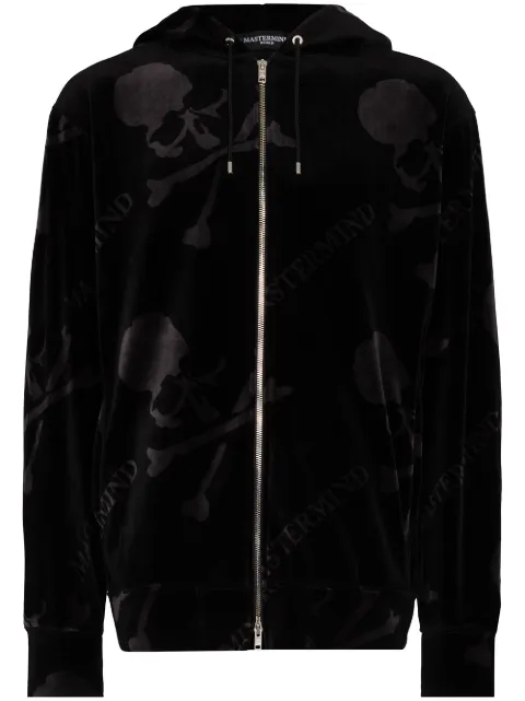 Mastermind World skull-print velvet track jacket Black MW21S07BL041007