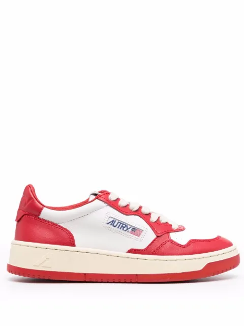 Autry contrast-panel leather sneakers Red AULWWB02