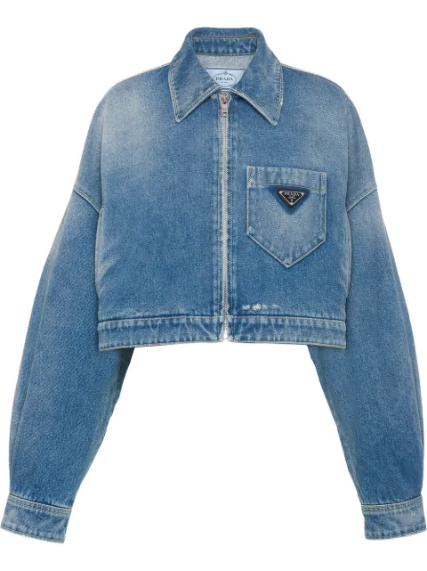 Prada cropped organic denim jacket Blue GFB279S21213Z6