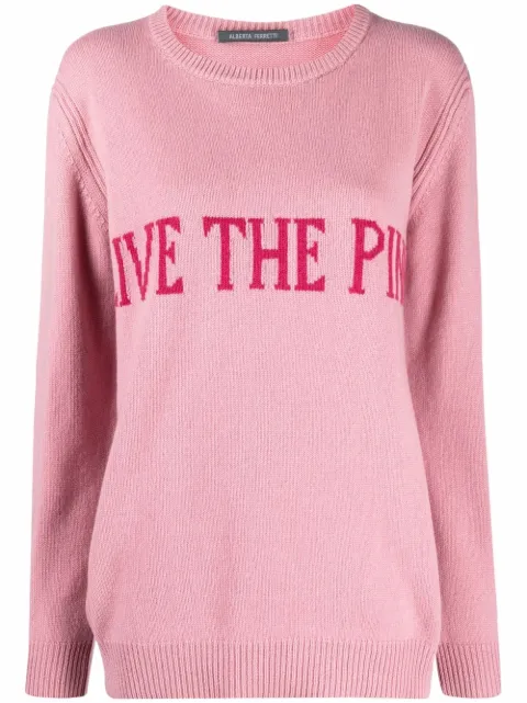 Alberta Ferretti slogan-print knitted jumper Pink J09456605