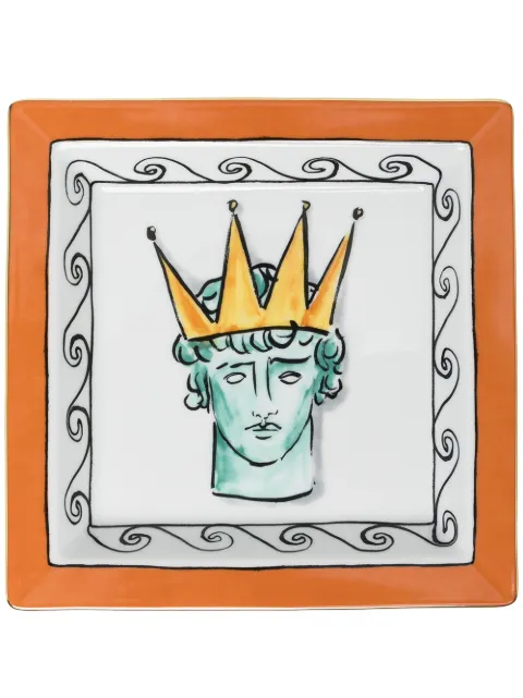 GINORI 1735 x Luke Edward Hall larbe Il Viaggio di Nettuno-motif square tray (24.5cm) White 017RG02FG6836LX0245