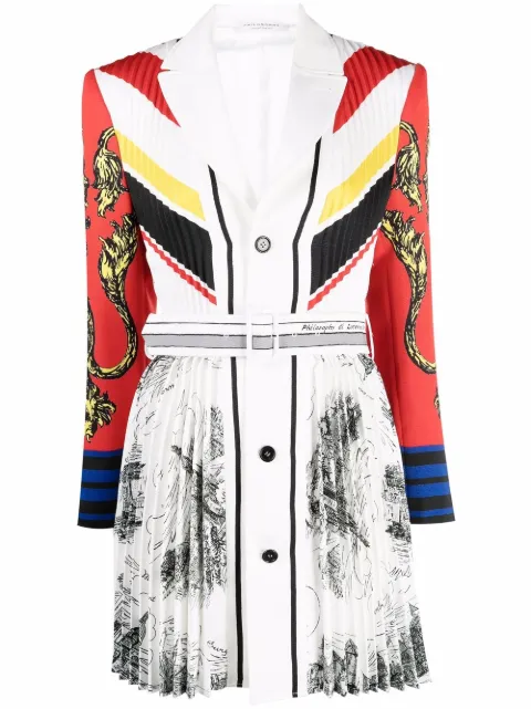Philosophy Di Lorenzo Serafini stripe-detail pleated mini dress White AEF212C04057151