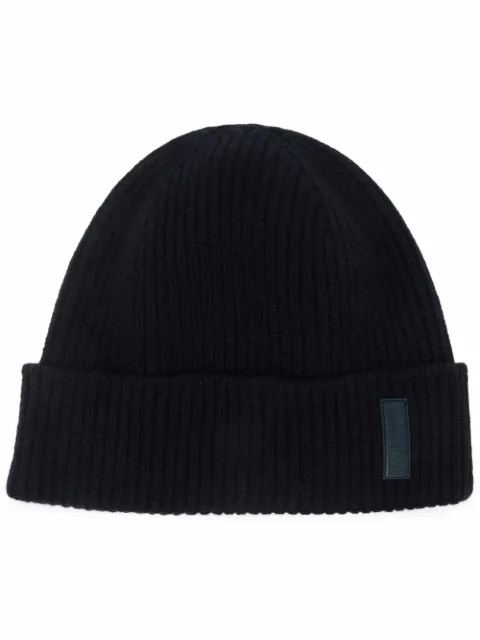 Giorgio Armani logo-patch cashmere-knit beanie Blue 7473031A505