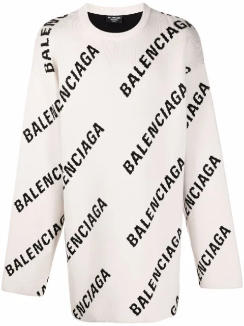 Balenciaga Allover Logo crew-neck jumper Neutrals 657401T3200
