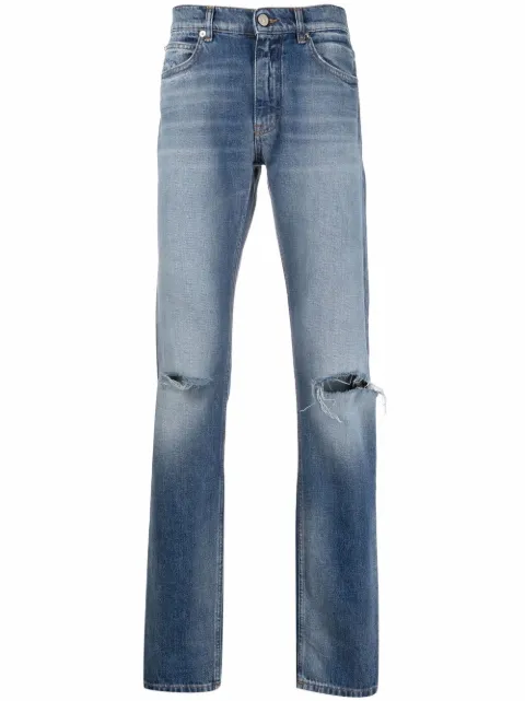 Versace distressed-effect straight-leg jeans Blue 10005781A00544