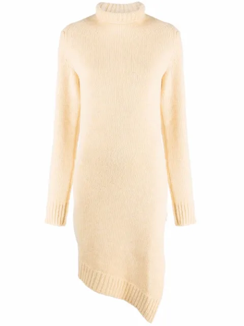Jil Sander asymmetric-hem roll neck jumper Yellow JSPT751050WTY20018