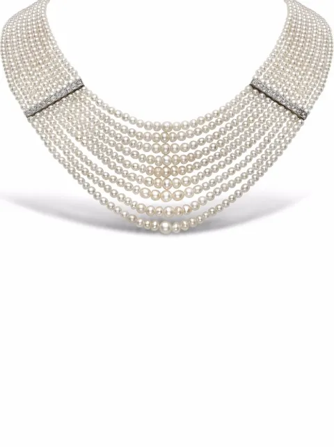 Pragnell Vintage 15k yellow gold and silver Edwardian pearl and diamond collar necklace Silver 1752092