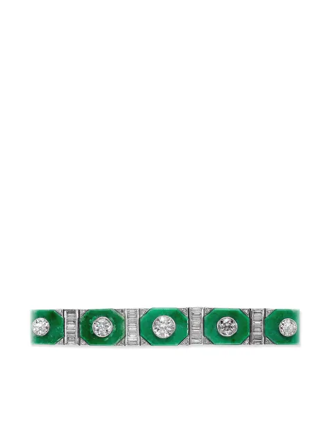 Pragnell Vintage 1911-1940 platinum Art Deco jadeite and diamond bracelet Green 1152114