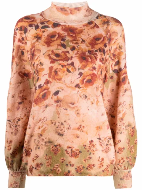 Alberta Ferretti floral-print jumper Neutrals AEF212U09296602