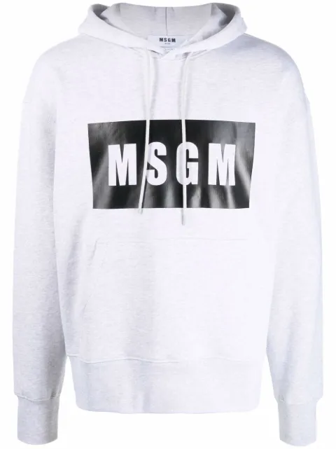 MSGM logo-print cotton hoodie Grey 2000MM525200004