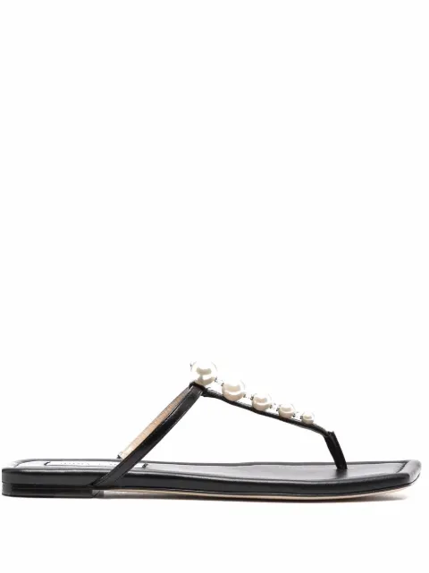 Jimmy Choo Alaina pearl-embellished sandals Black ALAINAFLATUHX