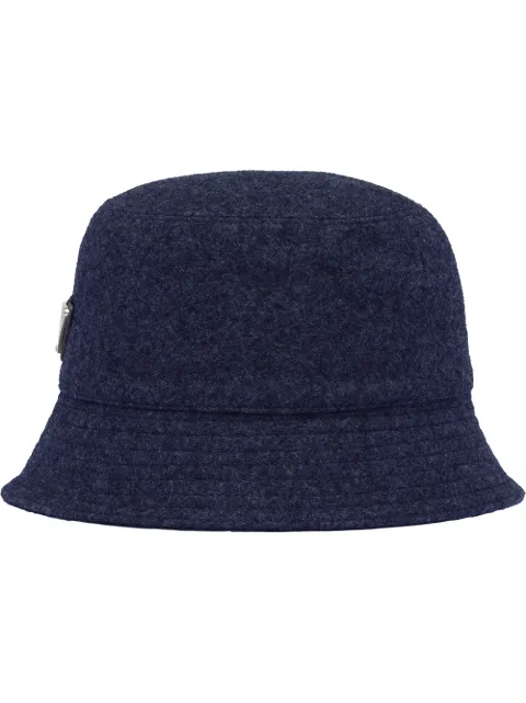 Prada logo plaque wool bucket hat Blue 2HC1371UMT