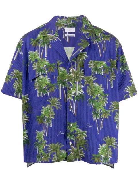 RHUDE palm-tree print "Green" shirt Blue RHPS21SS00000007