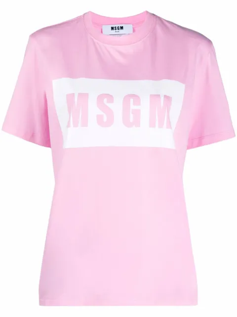MSGM logo-print cotton T-shirt Pink 2000MDM520200002