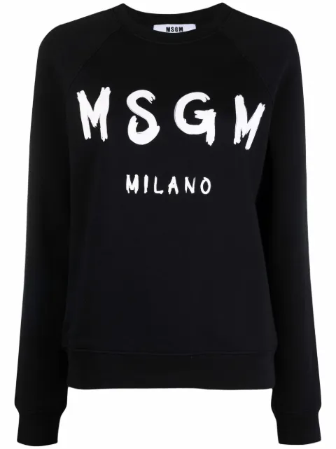 MSGM logo-print crew neck sweatshirt Black 2000MDM51320000199