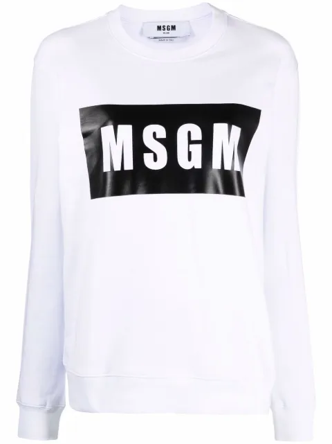MSGM logo-print crew neck sweatshirt White 2000MDM523200001