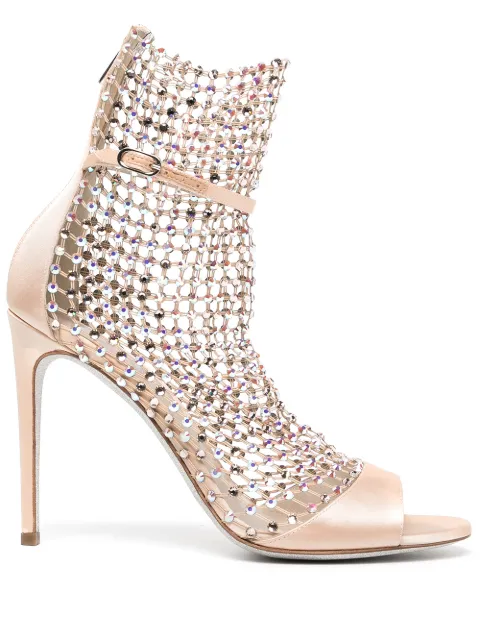 René Caovilla 105mm crystal-embellished mesh sandals Metallic C10220105R001X315