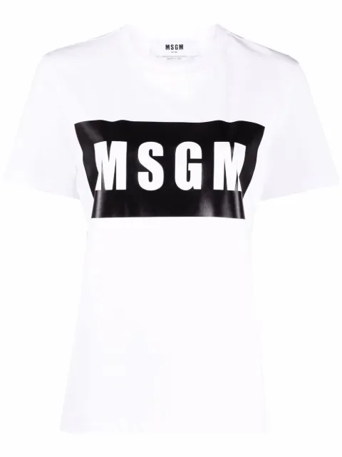 MSGM logo-print cotton T-shirt White 2000MDM520200002