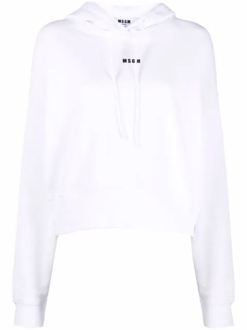 MSGM logo-print pullover hoodie White 2000MDM509200001