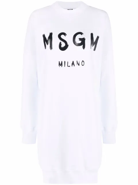 MSGM logo-print cotton jumper dress White 2000MDA511200001