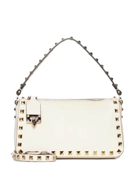 Valentino Garavani small Rockstud grainy calfskin crossbody bag Neutrals WB0J47VSF