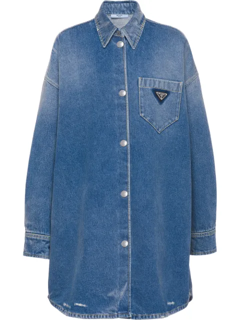 Prada oversized organic denim shirt Blue GFC036SOOO13Z6