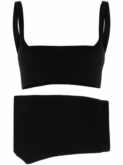 RED Valentino knitted crop top and shorts set Black RKZ00Z64P