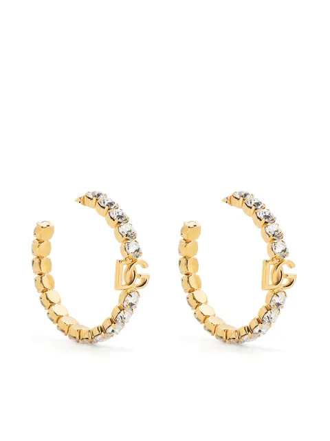 Dolce & Gabbana DG logo rhinestones-embellished hoop earrings Gold WEN6L2W1111