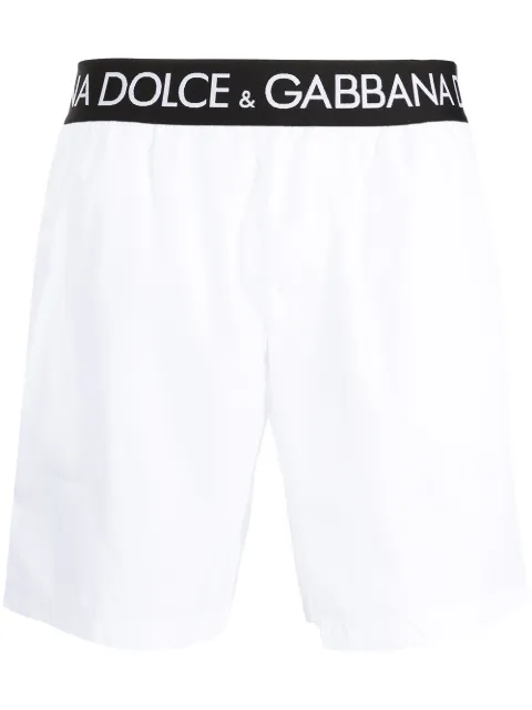 Dolce & Gabbana logo-waistband swim shorts White M4B45TFUSFW