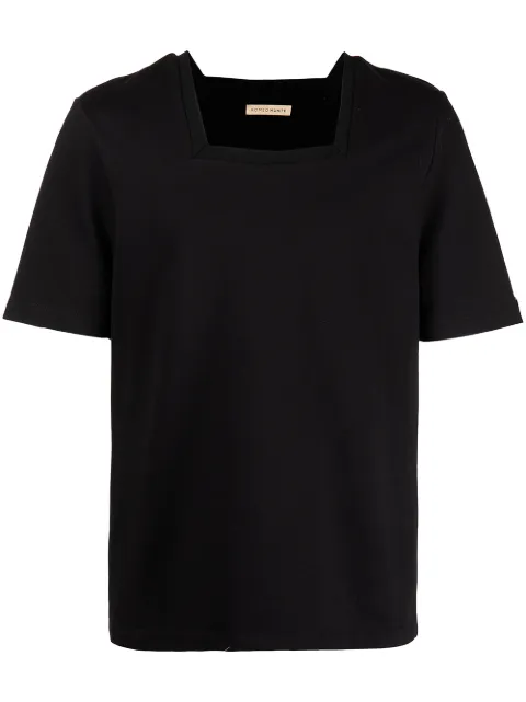 ROMEO HUNTE Terry square-neck T-shirt Black SS21S36