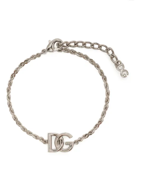 Dolce & Gabbana logo-plaque chain-link bracelet Silver WBN5W1W1111