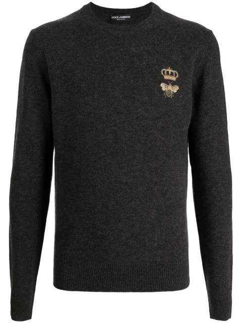 Dolce & Gabbana fine-knit embroidered jumper Grey GXE63ZJBVB2