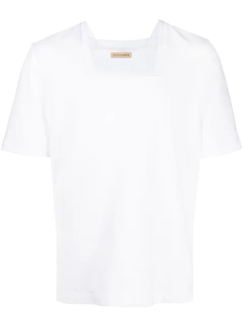 ROMEO HUNTE Terry square-neck T-shirt White SS21S35