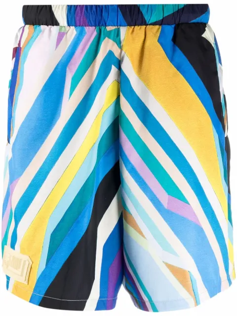 Domenico Formichetti stripe-print high-waisted shorts Blue PBOC