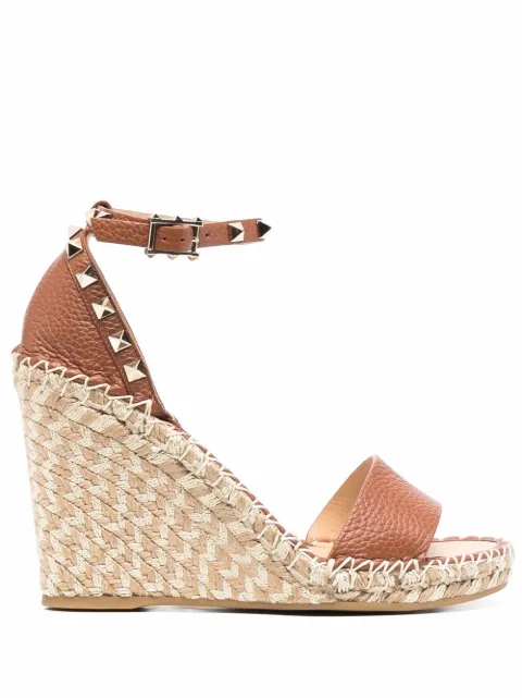 Valentino Garavani espadrille Rockstud wedge sandals Brown WS0090FEQ
